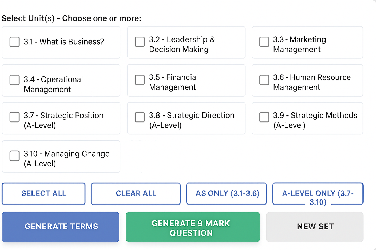 Business Studies: AQA Generator
