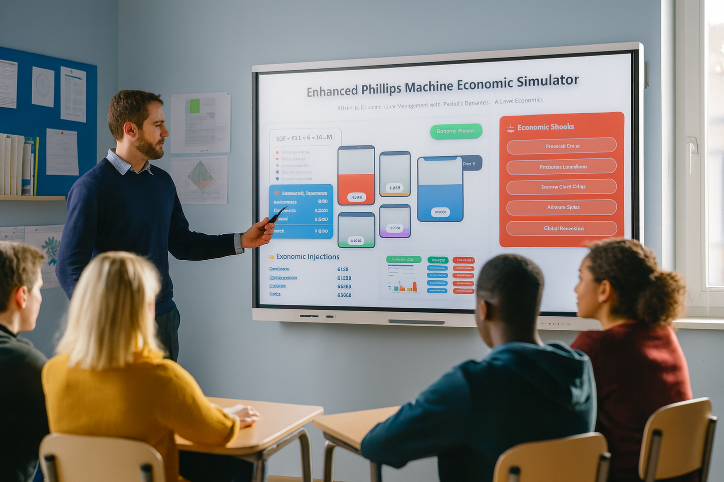 Economics: Phillips Machine Economic Simulator (2 versions)